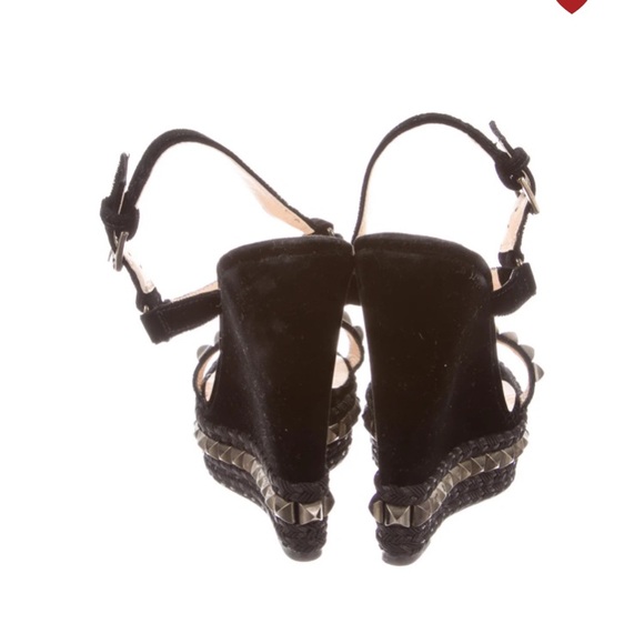 Christian louboutin studded velvet wedges 39 - Picture 6 of 10